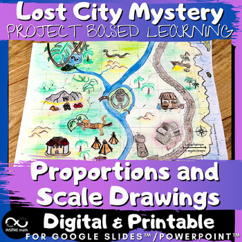 Preview of Proportions & Scale Project Based Learning Lost City Mystery Scale Map Drawings