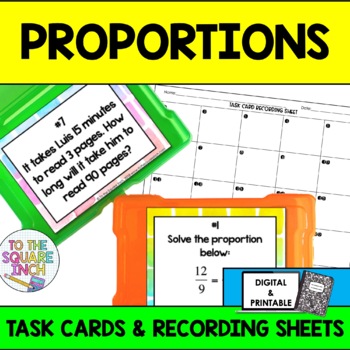 Preview of Proportions Task Cards | Digital and Printable Proportions Activity