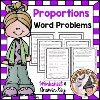 Preview of Proportions Word Problems Applications Worksheet and Answer Key