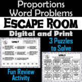 Proportions Word Problems Activity: Escape Room Math Break