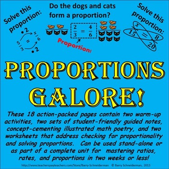 Preview of Proportions Worksheets, Notes, Math Poetry, Warm-up Problems