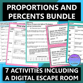 Preview of Proportions and Percents Middle School Bundle