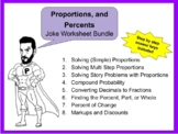 Proportions, and Percents Unit Joke Worksheet Bundles (wit