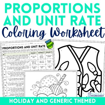 Preview of Proportions and Unit Rate Christmas Math Activity | Coloring Worksheet