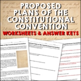 Proposed Plans of the US Constitution Reading Worksheets a