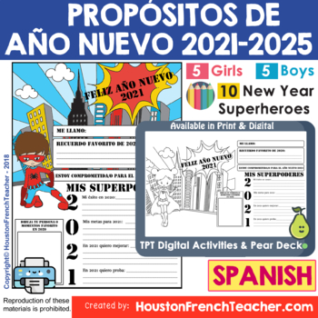 Preview of Propósitos de Año Nuevo 2024 Spanish New Year Resolutions 2024 (DIGITAL + PRINT)