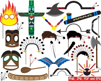 Preview of Props Indian Clip art Native American Tribal school mask face party game diy 174