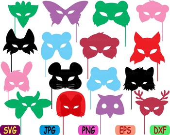 Preview of Props circus Animals Forest Safari woodland Clip art SVG super hero kid mask 77S