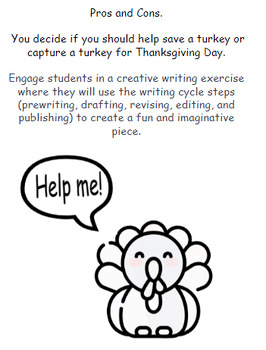 Preview of Pros / Con Save a turkey Writing