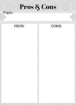 Pros & Cons Graphic Organizer by Teaching in the City | TpT