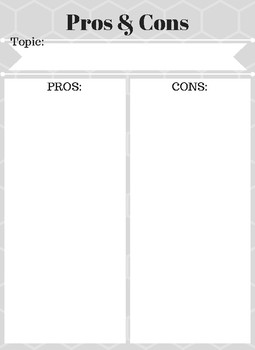 Preview of Pros & Cons Graphic Organizer