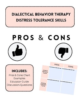 Preview of Pros and Cons Distress Tolerance Lesson and Materials