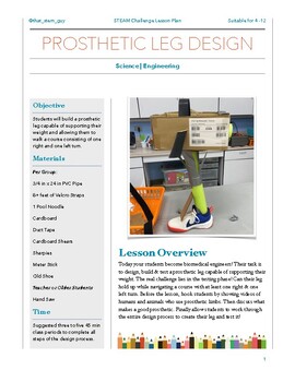 Preview of Prosthetic Leg STEM Design Challenge