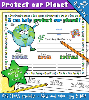 Preview of Protect our Planet - Earth Day Pledge & Writing Prompts Conservation Activity