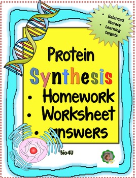 Protein Synthesis Homework Worksheet by Bio4U High School Biology