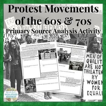 Preview of Protest Movements of the 1960s and 70s Primary Source Analysis Activity