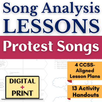 Preview of Protest Poem Analysis & Song Analysis Lesson Plans - Paired Text Lessons