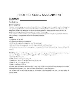 Preview of Protest Song Assignment