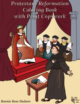 Preview of Protestant Reformation Coloring Book with Print Copywork