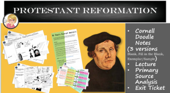 Preview of Protestant Reformation Doodle Notes & Primary Source Analysis