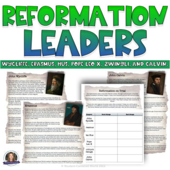 Preview of Protestant Reformation Leaders - Reading Comprehension and Activity
