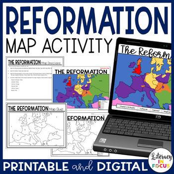 Preview of Protestant Reformation Map Activity | Google Classroom | Printable & Digital