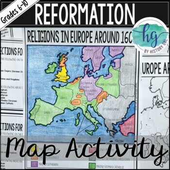 Preview of Protestant Reformation Map Activity (Print and Digital)