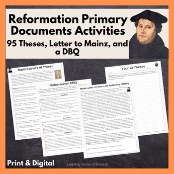 Preview of Reformation Primary Doc Activities: 95 Theses, Letter to the Archbishop, and DBQ