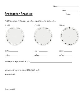 Preview of Protractor & Angle Practice
