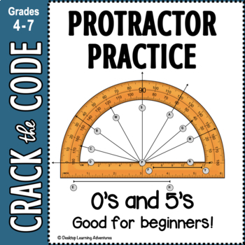 Preview of Protractor Practice 0s & 5s - Crack the Code Math Activity