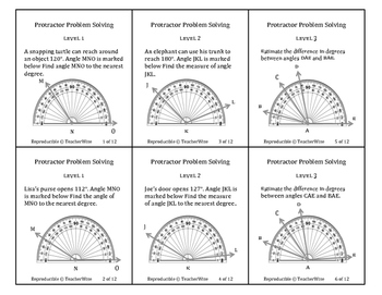 Preview of Protractor Problem Solving Task Cards