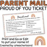 Proud of You Ticket Parent Mail Letter Boho Rainbow Theme 