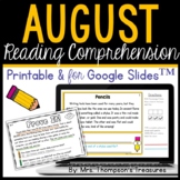 August Reading Comprehension Printable & Google Slides™ Di