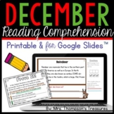 December Reading Comprehension Printable & for Google Slid