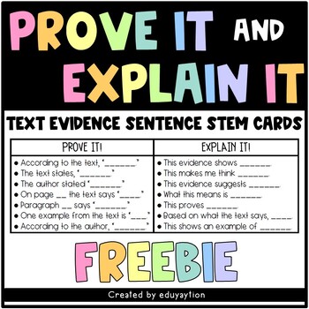 Preview of Prove It! Explain It! Text Evidence Cards
