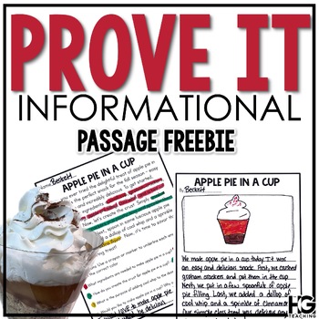 Preview of Prove It FREEBIE Apple Pie Snack Reading Passage and Text Evidence Questions