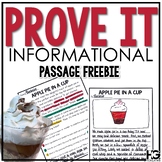 Prove It FREEBIE Apple Pie Snack Reading Passage and Text 