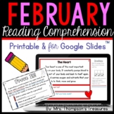 February Reading Comprehension Printable & for Google Slid
