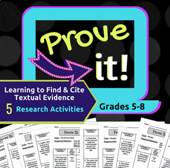 Preview of Prove It! Research and Citation Activities, 5th-8th Grade, Printable & Digital