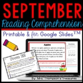 September Reading Comprehension Printable & Google Slides™