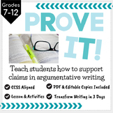 Prove It! Teach Students to use Evidence to Support Argument Claims
