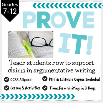 Preview of Prove It! Teach Students to use Evidence to Support Argument Claims