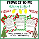 Christmas Holiday Reading Comprehension Prove It To Me! Freebie
