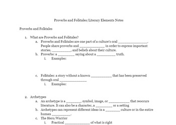 Preview of Proverbs and Folktales Guided Notes