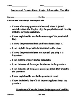 Preview of Provinces of Canada Research Template and Checklist