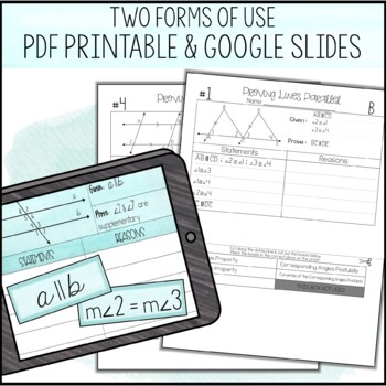Proving Lines Parallel Proof Activity