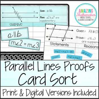 Preview of Proving Lines Parallel Proof Activity  - High School Geometry Proofs