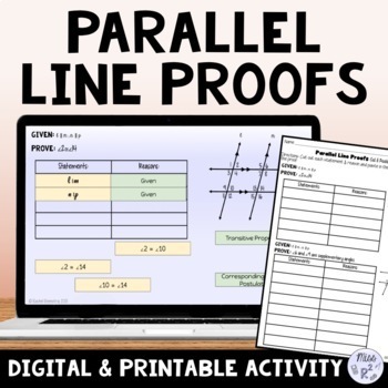 Preview of Proving Lines Parallel and Parallel Line Proofs Digital and Print Activity