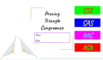 Preview of Proving Triangle Congruence (SSS, SAS, ASA, AAS): Distance Learning Activity