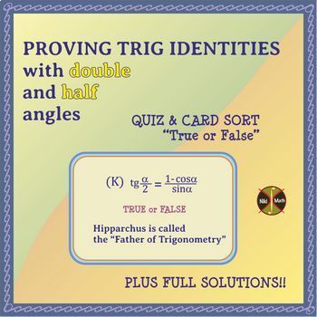 Preview of Trigonometric Identities - Card Sort "True or False"(Double-,Half-Angle,...)